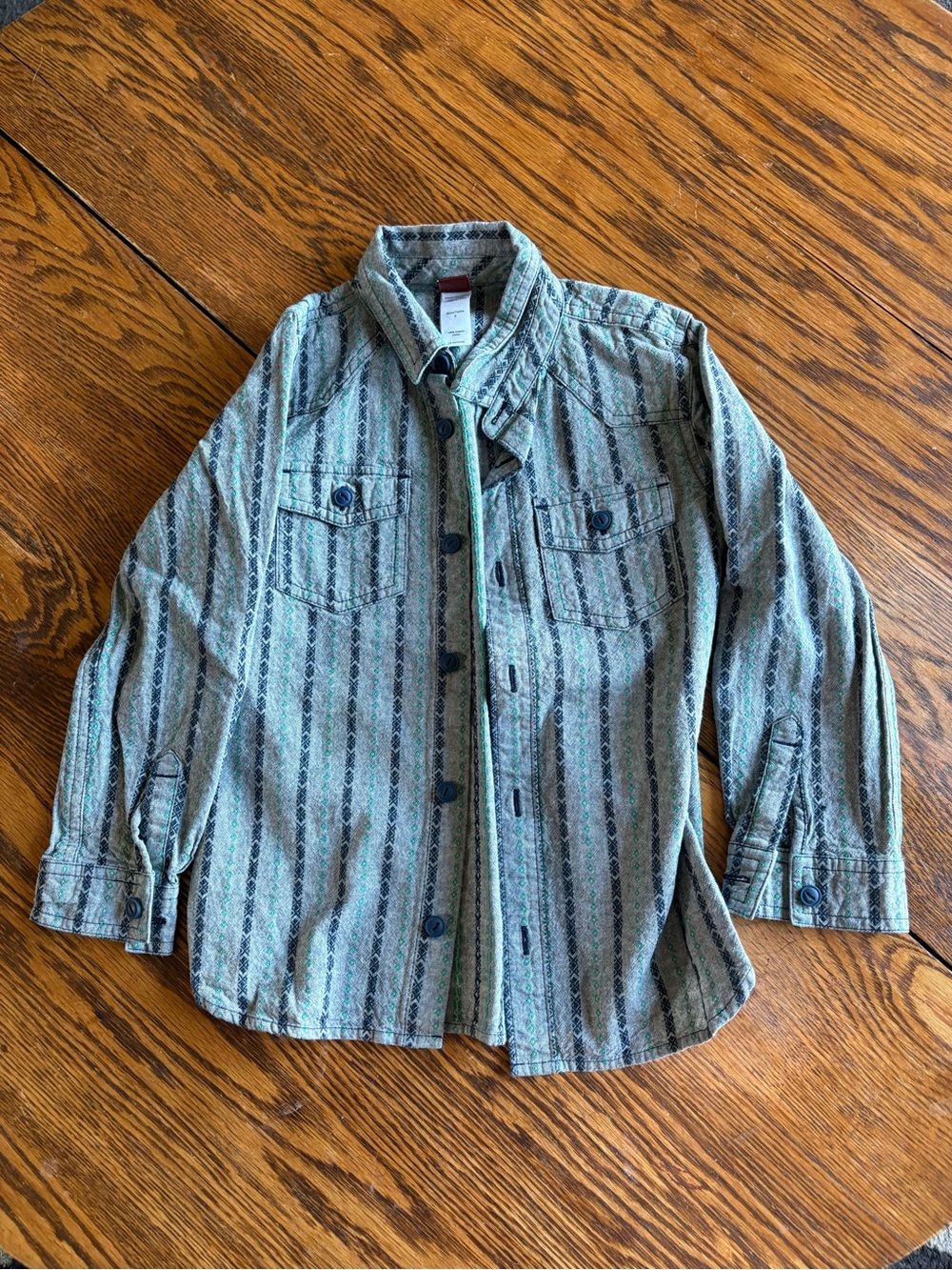 Tea Collection Green Striped Button-Down Shirt